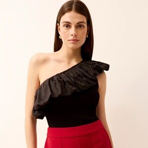 NWT Marie Oliver Lucy Ruffle Top in Black Size XS